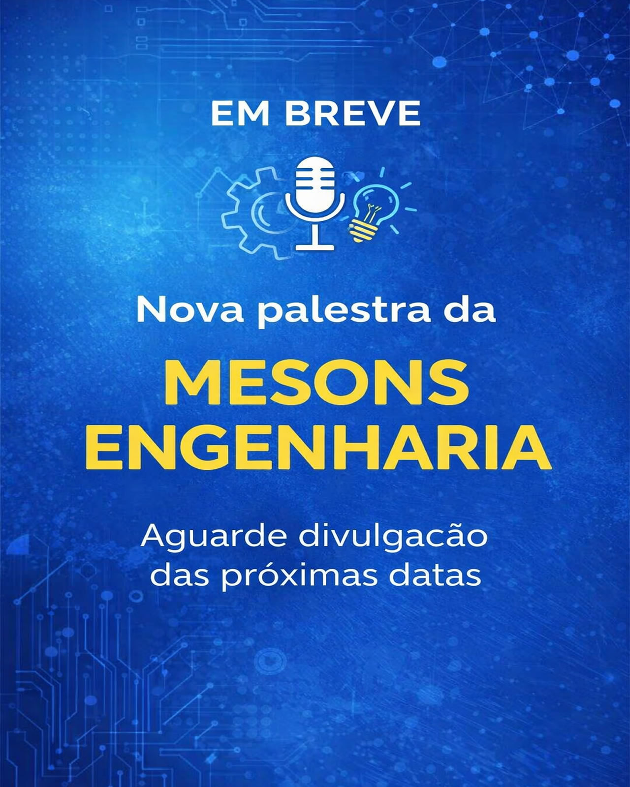 Banner de futura palestra 3 da Mesons Engenharia